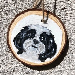 Shihtzu hand painted ornament Christmas dog art